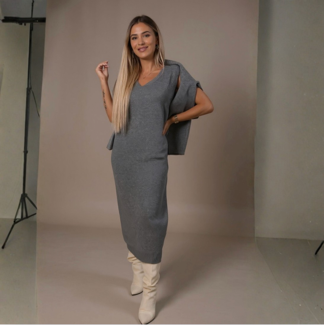 Amélie elegante tweedelige set met coltrui en lange rok – foto 4 van 8