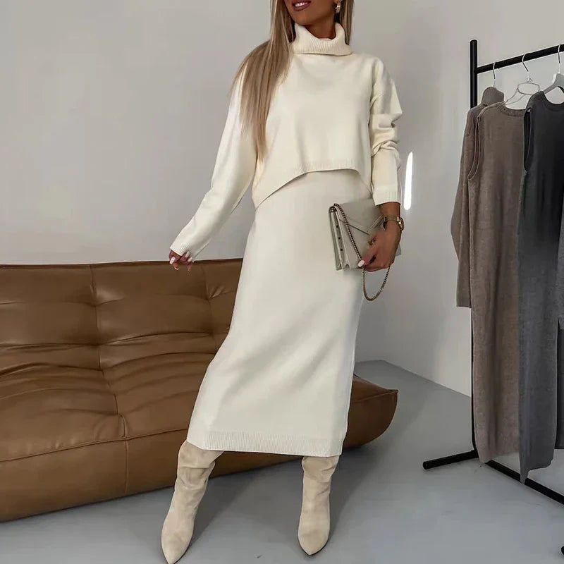 Amélie elegante tweedelige set met coltrui en lange rok – foto 6 van 8