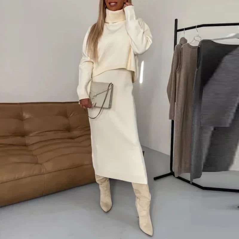 Amélie elegante tweedelige set met coltrui en lange rok – foto 5 van 8