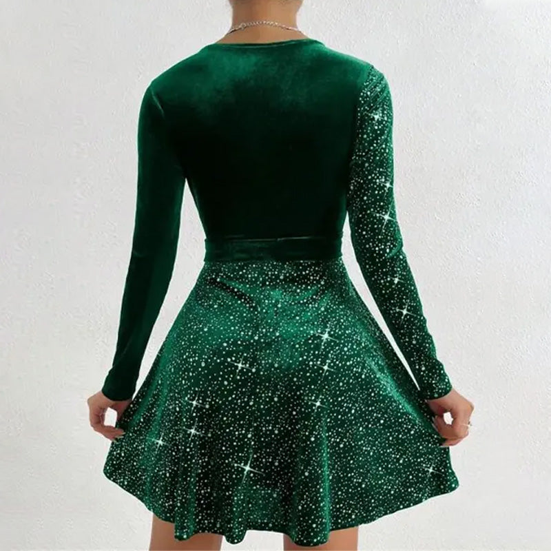 Livia luxe glitterjurk met wikkellook – foto 6 van 11