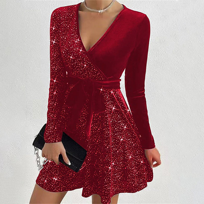 Livia luxe glitterjurk met wikkellook – foto 10 van 11
