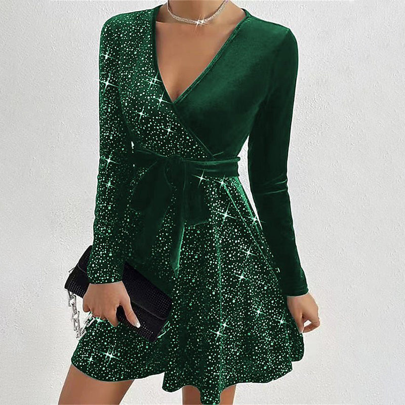 Livia luxe glitterjurk met wikkellook – foto 9 van 11