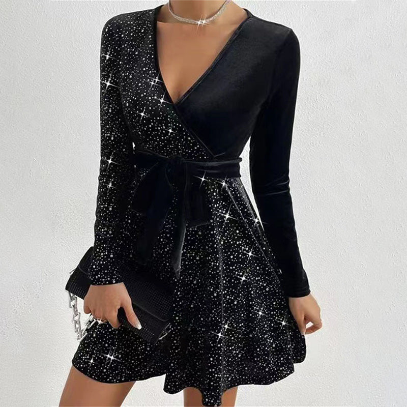 Livia luxe glitterjurk met wikkellook – foto 11 van 11